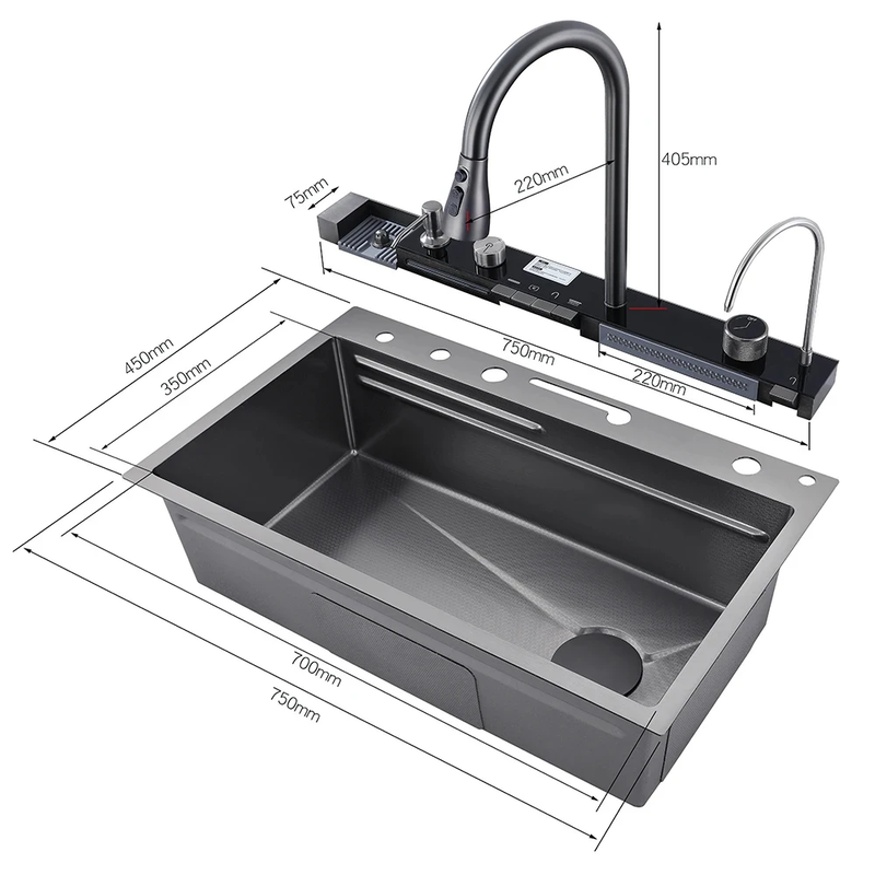 Davor Elegant Waterfall Kitchen Sink Faucet with Digital Temperature Display & LED Lighting  DKS2301
