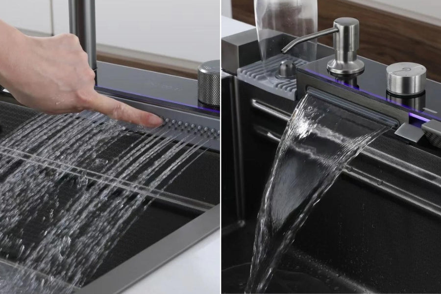 Davor Elegant Waterfall Kitchen Sink Faucet with Digital Temperature D